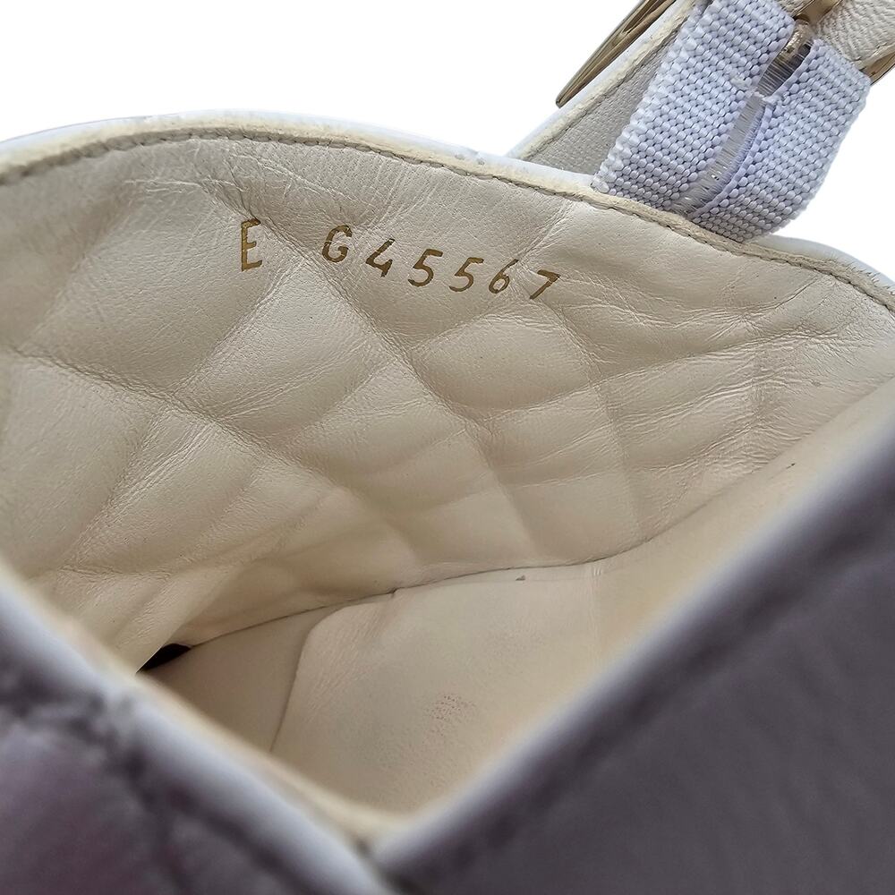 Chanel CC White Quilted Leather Heel Platform Slingback Sandal Size 38.5 7.5 8 - Picture 11 of 15